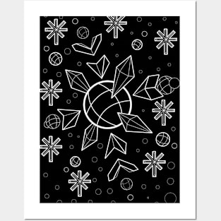 Abstract Geometric Snowflake Posters and Art